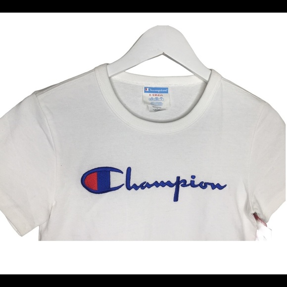 NWT CHAMPION Heritage The Girlfriend Tee With Cap Sleeves & Scoop Neck White XS - Picture 4 of 7